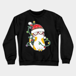 Kawaii Cat Christmas Lights Crewneck Sweatshirt